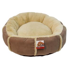 Лежак подушка Pet Choice для собак и кошек, круглый 66х66х15 см, меховой, бежевый