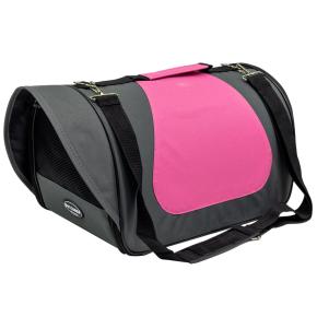Сумка переноска складная для собак и кошек 40х23х24 см, темно-серый/розовый