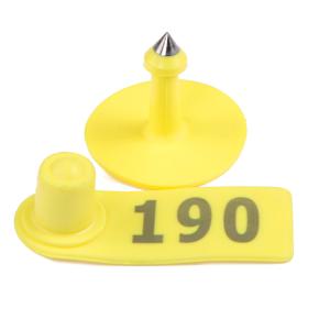 Бирка двойная 50х18 мм с номером, жёлтая, прямоугольная, 100 шт. для свиней, коз, овец, собак и других животных