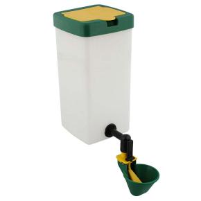 Поилка чашечная с бачком HobbyFarm для кур с креплением на клетку, 1 л, зеленая