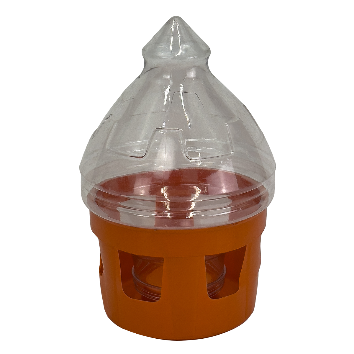 Поилка вакуумная 5 л с окошками для голубей, оранжевая