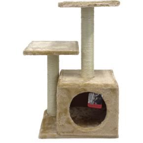 Когтеточка-комплекс с домиком 40х30х67 см, бежевый