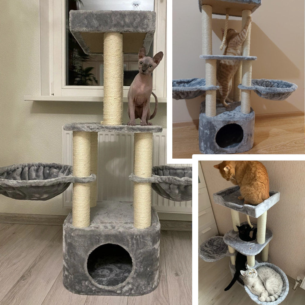 Когтеточка-комплекс 40х40х108 см, серый