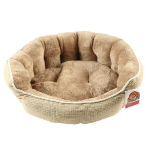 Лежак с бортом 48х42х17 см, меховой, съемная подушка, бежевый