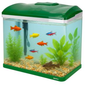 Аквариум Boyu EC-600 панорамный, 66 л, с фильтром и LED-лампой, зеленый