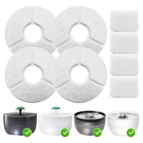 Фильтр для автопоилки фонтана W7/W8, сменный (4 фильтра + 4 губки)