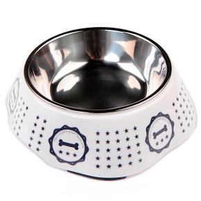 Миска со съемной чашей из нержавейки для собак и кошек, 180 мл, косточка