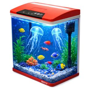Аквариум Boyu HG-300 панорамный 22 л, LED освещение, дисплей, фильтры, красный