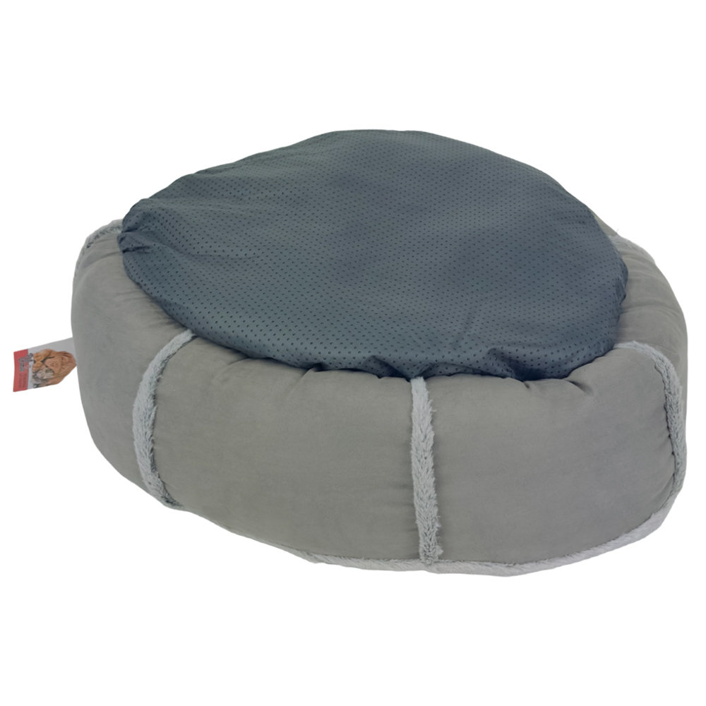 Лежак подушка Pet Choice для собак и кошек, круглый 56х56х15 см, меховой, серый