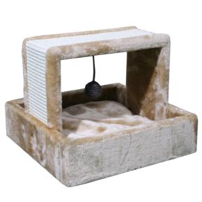 Когтеточка-лежак 40х40х23 см с игрушкой, бежевый