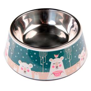 Миска для животных со стальной вставкой, 17.5x17.5x6.6 см, 340 мл, синий