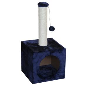 Когтеточка-домик 31х31х70 см, темно-синий