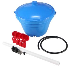 Ниппельная система 4 металлических поилки для цыплят и перепелов с емкостью 12 л