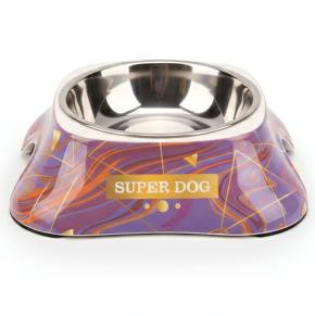 Миска нержавеющая сталь съёмная для собак и кошек, 20x21x6 см, фиолетовый