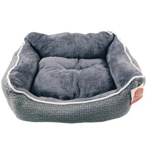 Лежак с бортом 80х68х23 см, меховой, съемная подушка, темно-серый