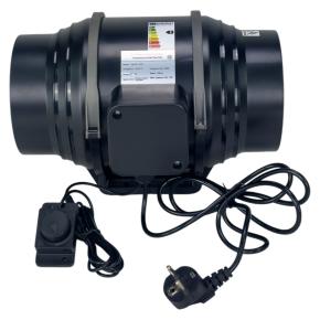 Вентилятор для гроубокса HobbyFarm канальный встроенный с регулятором, бесшумный, 6", пластик