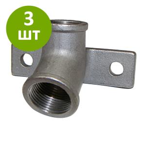 Крепление для ниппельной поилки 30°, нерж. 1/2 - 3/4", 3 шт.