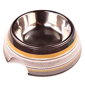 Миска для собак и кошек со стальной вставкой, 14.5x14.5x5 см, 150 мл, шоколадное пироженое