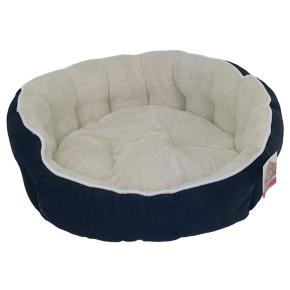 Лежак с бортом 48х42х17 см, вельвет, съемная подушка, черно-белый