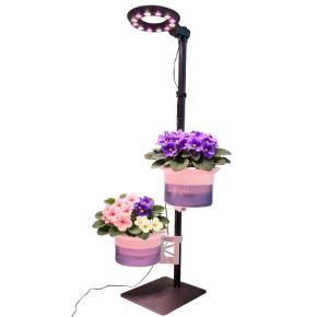 Подставка для цветов 2 уровня HobbyFarm, с автополивом и фитолампой, 90 см