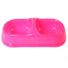 Миска двойная, 29.5x15x8 см, 450+450 мл, розовый