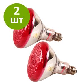 Лампа инфракрасная 175 Bт JK Lighting, E27 PAR38, прессованное стекло, красная, комплект 2 шт.