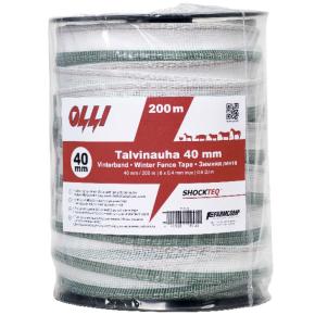 Лента для электропастуха Olli Shockteq 40 мм / 200 м / 0,60 Ω зимняя зелено-белая