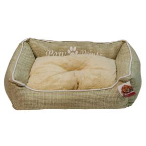 Лежак с бортом 62х50х17 см, съемная меховая подушка, бежевый