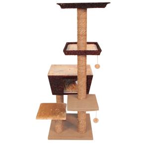 Когтеточка-комплекс с домиком 48х48х141 см, бежевый