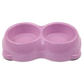 Миска двойная для кошек и собак из бамбука 26х15х5.5 см, 250+250 мл, фиолетовый