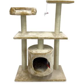 Когтеточка-комплекс с домиком 60х30х96 см, бежевый