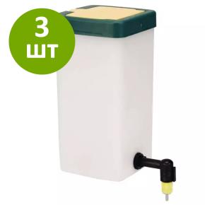 Поилка ниппельная с бачком HobbyFarm 1 л 360 градусов для кур с креплением на клетку, комплект 3 шт.