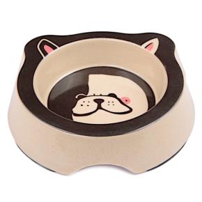 Миска для собак и кошек бамбуковая, 14.5x14.5x3.5 см, 260 мл, черный