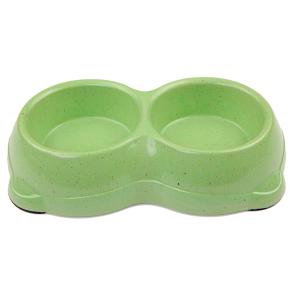 Миска двойная для кошек и собак из бамбука 26х15х5.5 см, 250+250 мл, зеленый