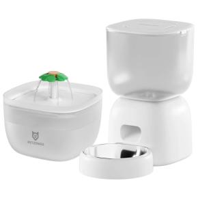 Автокормушка Petzengo PF14-LCD и фонтан-поилка PW7, белая