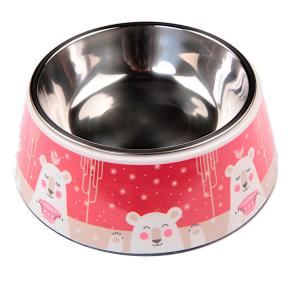 Миска для животных со стальной вставкой, 17.5x17.5x6.6 см, 340 мл, красный