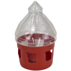 Поилка вакуумная 5 л с окошками для голубей, красная 