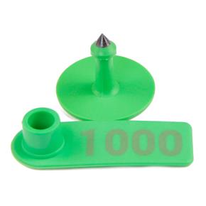 Бирка двойная 50х18 мм с номером, зелёная, прямоугольная, 100 шт. для свиней, коз, овец, собак и других животных