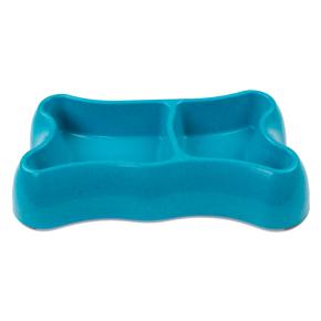 Миска двойная, 26.5x15x5 см, 300+250 мл, голубой