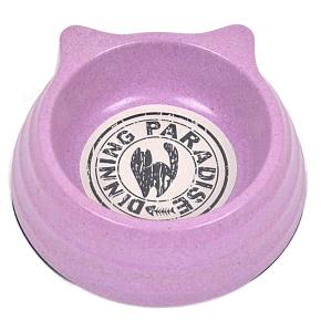 Миска бамбуковая для собак и кошек, 12.5x12x4 см, 150 мл, фиолетовый