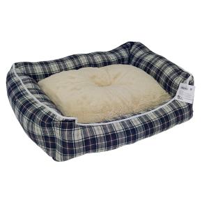 Лежак с бортом 62х50х17 см, съемная меховая подушка, крупная клетка