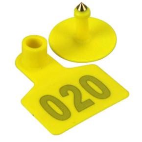 Бирка двойная 40х50 мм с номером, жёлтая, 100 шт. для свиней, КРС, овец, собак и других животных