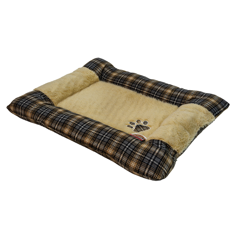 Лежанка матрас для собак 95х75х10 см, бежевый, клетка