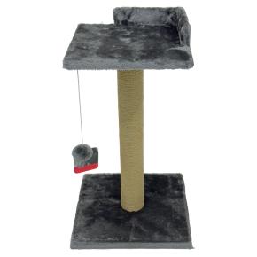 Когтеточка-лежак 35х35х60 см, c игрушкой, темно-серый