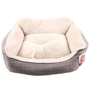 Лежак с бортом 70х58х22 см, меховой, съемная подушка, серый