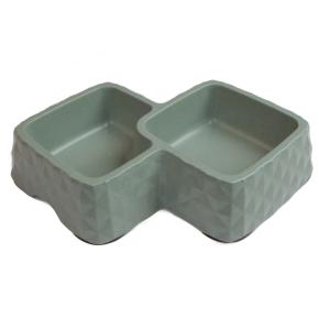 Миска двойная, 29.9x18.9x5.5 см, 360+430 мл, зеленый