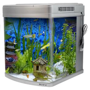 Аквариум Boyu Happy Family HS-60A панорамный, 128 л, с фильтром, УФ-стерилизатором, освещением и нагревателем, серый