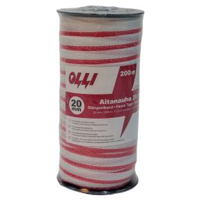 Лента для электропастуха Olli 20 мм / 200 м / 0,91 Ω многожильная красно-белая