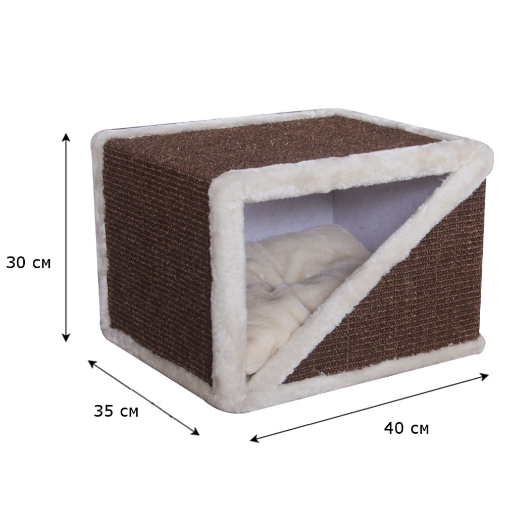 Когтеточка-домик 40х35х30 см, коричневый
