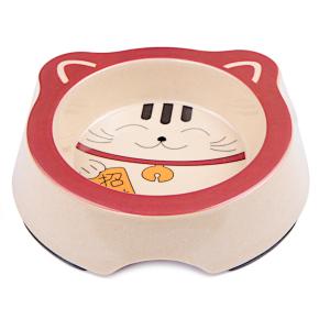 Миска для собак и кошек бамбуковая, 14.5x14.5x3.5 см, 260 мл, красный